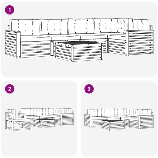 VidaXL Kültéri kanapé szett 6 pcs Fehér és Bézs 79 x 79 x 37 cm
