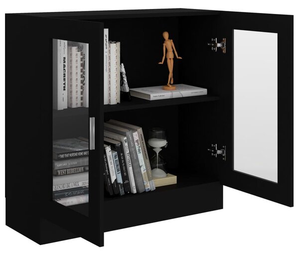 VidaXL fekete szerelt fa vitrinszekrény 82,5 x 30,5 x 80 cm