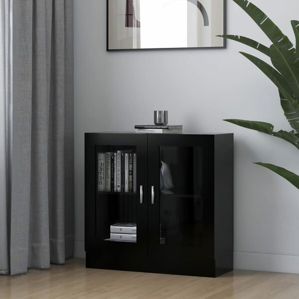 VidaXL fekete szerelt fa vitrinszekrény 82,5 x 30,5 x 80 cm