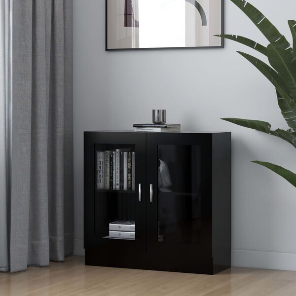 VidaXL fekete szerelt fa vitrinszekrény 82,5 x 30,5 x 80 cm