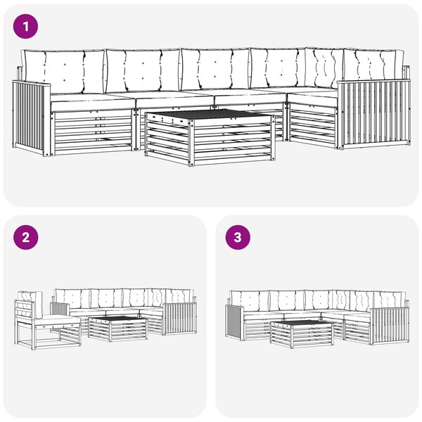 VidaXL Kültéri kanapé szett 6 pcs Fehér és Krém színű 79 x 79 x 37 cm