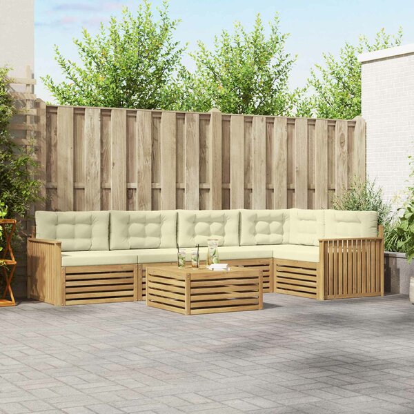 VidaXL Kültéri kanapé szett 6 pcs Fehér és Krém színű 79 x 79 x 37 cm