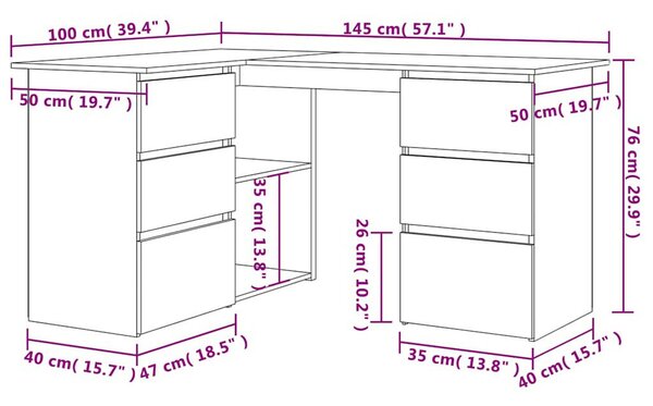 VidaXL sarokasztal Régi fa 145x100x76 cm Gépelt fa