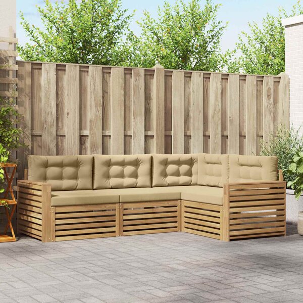 VidaXL Kültéri kanapé szett 4 pcs Fehér és Bézs 251,5 x 172,5 x 73 cm