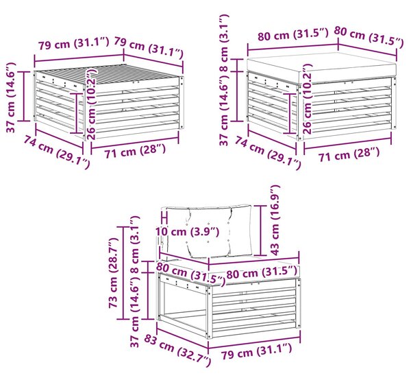 VidaXL Kültéri kanapé szett 6 pcs Fehér és Antracitszürke