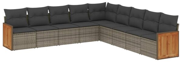 9 részes szürke polyrattan kerti ülőgarnitúra párnákkal