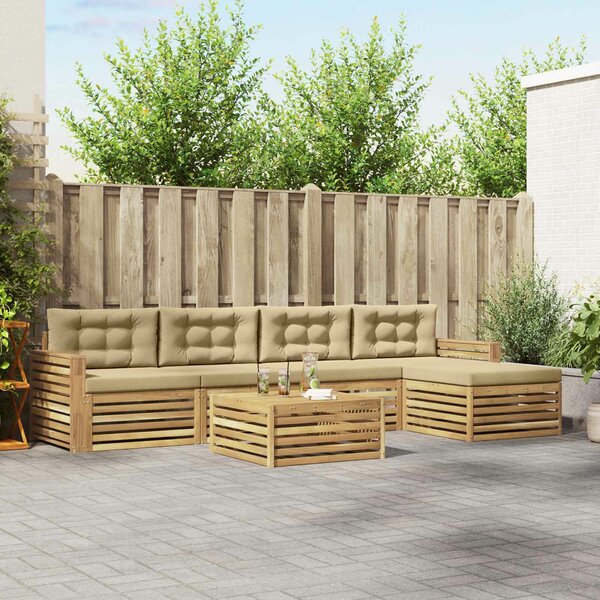VidaXL Kültéri kanapé szett 6 pcs Fehér és Bézs 79 x 79 x 37 cm