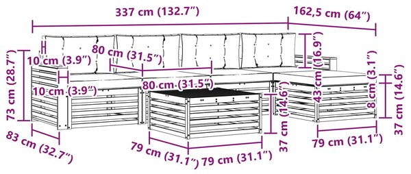 VidaXL Kültéri kanapé szett 6 pcs Fehér és Antracitszürke