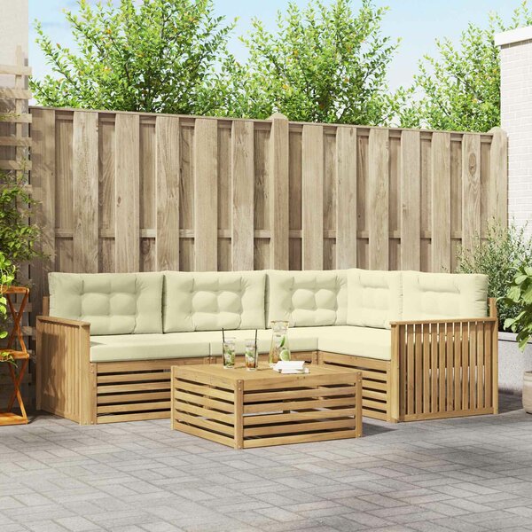 VidaXL Kültéri kanapé szett 5 pcs Fehér és Krém színű 79 x 79 x 37 cm