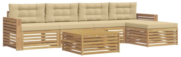 VidaXL Kültéri kanapé szett 6 pcs Fehér és Bézs 79 x 79 x 37 cm