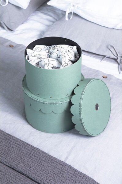 Kékeszöld fedeles karton tárolódoboz szett 2 db-os ø 26x17,5 cm Wilma Canvas Paper Laminate – Bigso