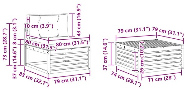 VidaXL Kültéri kanapé szett 6 pcs Fehér és Bézs