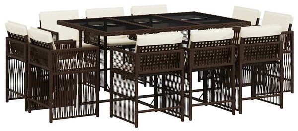 11 részes barna polyrattan kerti ülőgarnitúra párnákkal