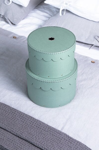 Kékeszöld fedeles karton tárolódoboz szett 2 db-os ø 26x17,5 cm Wilma Canvas Paper Laminate – Bigso