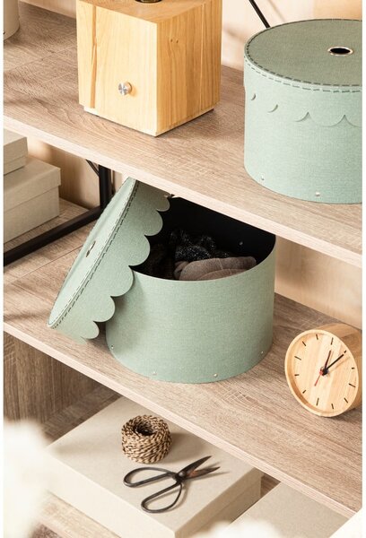 Kékeszöld fedeles karton tárolódoboz szett 2 db-os ø 26x17,5 cm Wilma Canvas Paper Laminate – Bigso