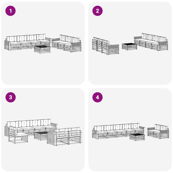 VidaXL Kültéri kanapé szett 8 pcs Fehér és Bézs