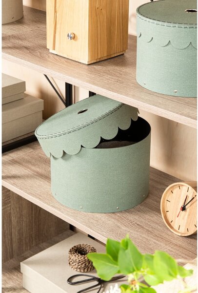 Kékeszöld fedeles karton tárolódoboz szett 2 db-os ø 26x17,5 cm Wilma Canvas Paper Laminate – Bigso