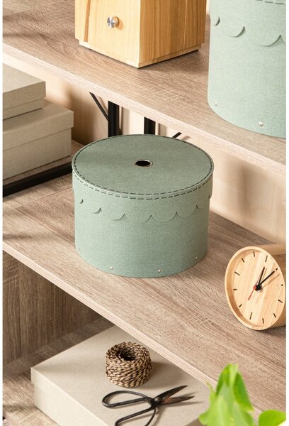 Kékeszöld fedeles karton tárolódoboz szett 2 db-os ø 26x17,5 cm Wilma Canvas Paper Laminate – Bigso