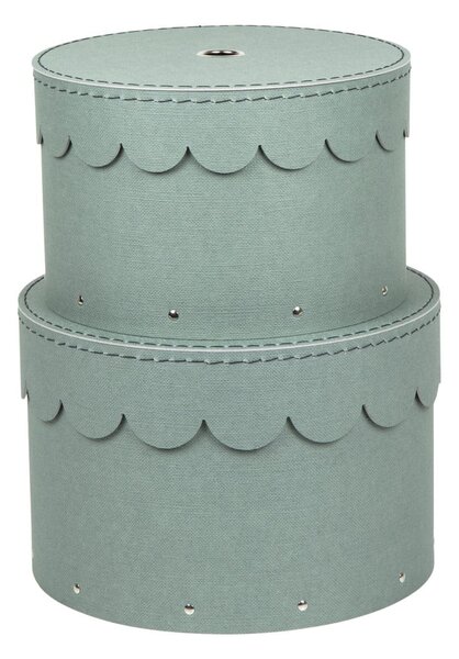 Kékeszöld fedeles karton tárolódoboz szett 2 db-os ø 26x17,5 cm Wilma Canvas Paper Laminate – Bigso