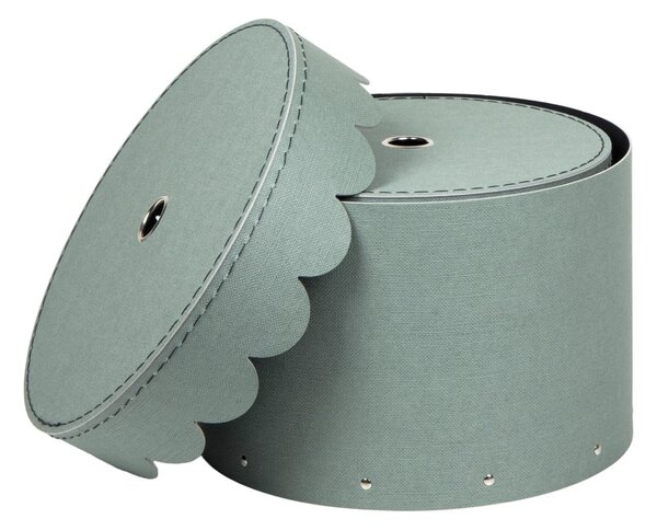 Kékeszöld fedeles karton tárolódoboz szett 2 db-os ø 26x17,5 cm Wilma Canvas Paper Laminate – Bigso