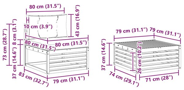 VidaXL Kültéri kanapé szett 9 pcs Fehér és Krém színű