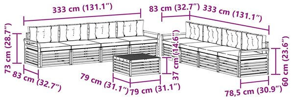 VidaXL Kültéri kanapé szett 9 pcs Fehér és Krém színű