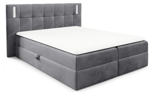 Wilsondo DANCER kárpitozott boxspring ágy fedőmatraccal - szürke Méret: 160x200