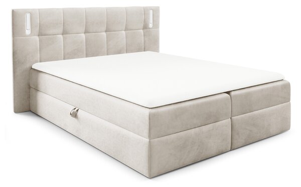 Wilsondo DANCER kárpitozott boxspring ágy fedőmatraccal - krémszínű Méret: 200x200