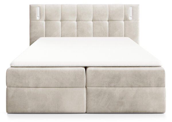 Wilsondo DANCER kárpitozott boxspring ágy fedőmatraccal - krémszínű Méret: 200x200