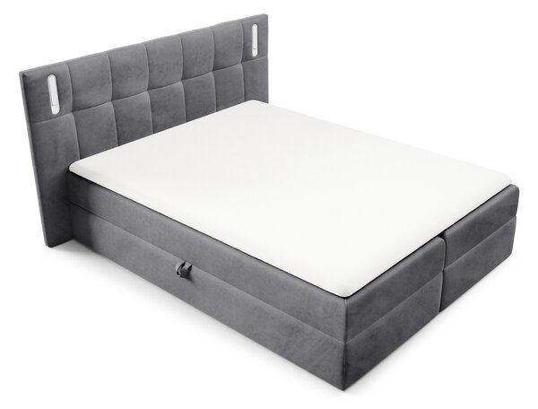 Wilsondo DANCER kárpitozott boxspring ágy fedőmatraccal - szürke Méret: 160x200