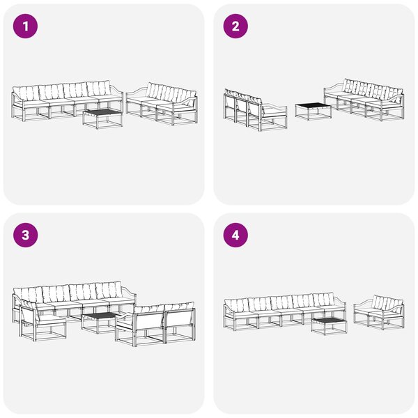 VidaXL Kültéri kanapé szett 8 pcs Fehér és Bézs