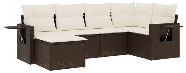 6 részes barna polyrattan kerti ülőgarnitúra párnával