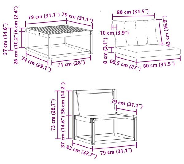 VidaXL Kültéri kanapé szett 7 pcs Természetes és Világosszürke