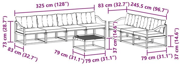 VidaXL Kültéri kanapé szett 8 pcs Fehér és Bézs