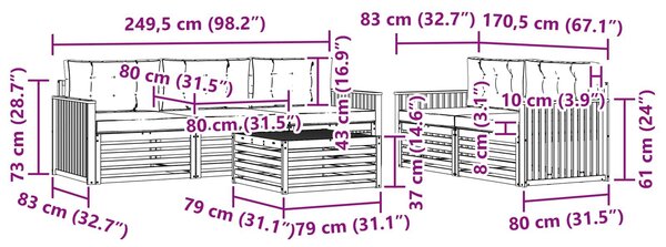 VidaXL Kültéri kanapé szett 6 pcs Fehér és Bézs