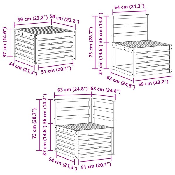 VidaXL Kültéri kanapé szett 7 pcs Fehér