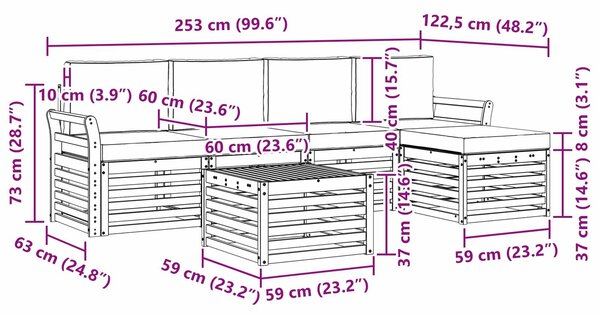VidaXL Kültéri kanapé szett 6 pcs Fehér és Antracitszürke