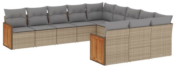 11 részes bézs polyrattan kerti ülőgarnitúra párnákkal