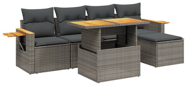 6 részes szürke polyrattan kerti ülőgarnitúra párnákkal