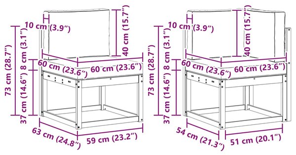VidaXL Kültéri kanapé szett párnával 9 pcs Fehér és Krém színű