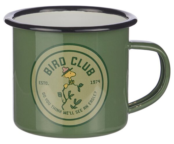 PEANUTS zománcozott bögre, zöld 'Bird Club'