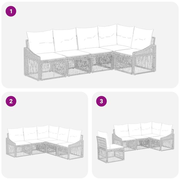 VidaXL Kerti Kanapé Szett 5 pcs Bézs polirattan
