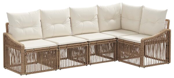 VidaXL Kerti Kanapé Szett 5 pcs Bézs polirattan