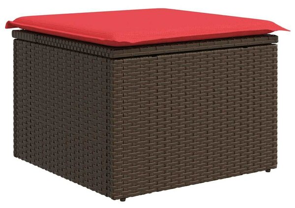 VidaXL Kanapé Szett párnával tárolóval 4 pcs Barna és Piros polirattan