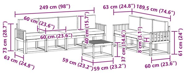 VidaXL Kültéri kanapé szett 8 pcs Fehér és Világosszürke