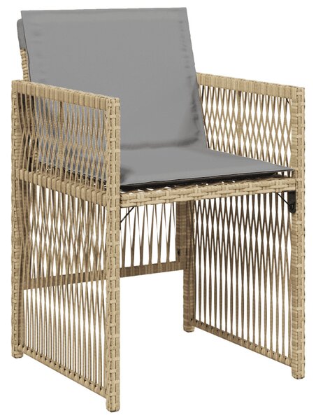 13részes vegyes bézs polyrattan kerti étkezőgarnitúra párnákkal