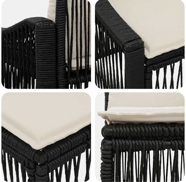 VidaXL Kerti Kanapé Szett 12 pcs Fekete polirattan
