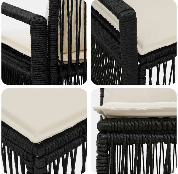 VidaXL Kerti Kanapé Szett 9 pcs Fekete polirattan