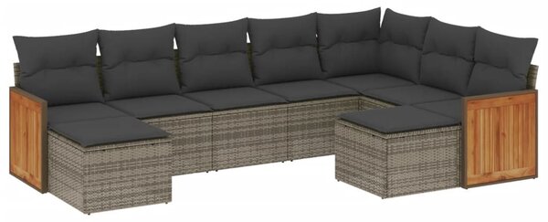 9 részes szürke polyrattan kerti ülőgarnitúra párnákkal