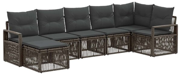 VidaXL Kerti Kanapé Szett 7 pcs Szürke polirattan